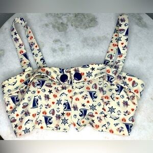 Girl Howdy bikini top only sz 8 retro vintage pinup style sailing print